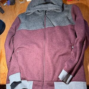 The North Face Gray and Burgundy Fleece-Lined Jacket